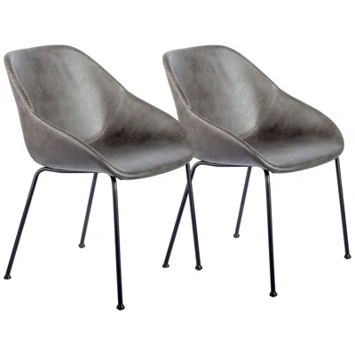 Euro Style Corinna Vintage Dark Gray Leatherette Side Chair Set Of 2