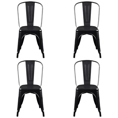 Euro Style Corsair Black Metal Stacking Side Chairs Set Of 4