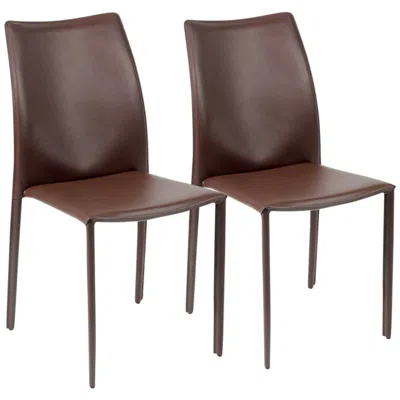 Euro Style Dalia Brown Stacking Side Chairs Set Of 2