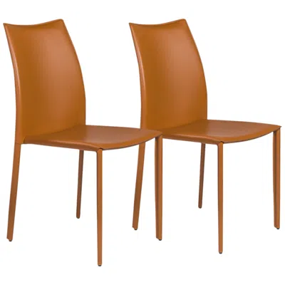 Euro Style Dalia Cognac Stacking Side Chairs Set Of 2