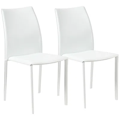 Euro Style Dalia White Stacking Side Chairs Set Of 2