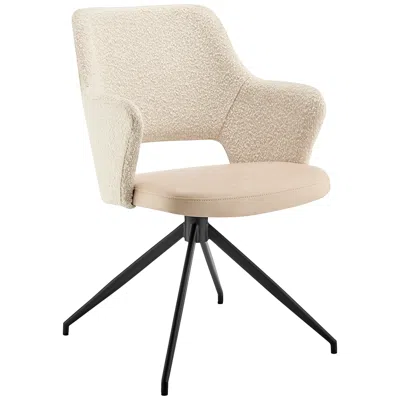 Euro Style Darcie Ivory Leatherette Fabric Swivel Armchair