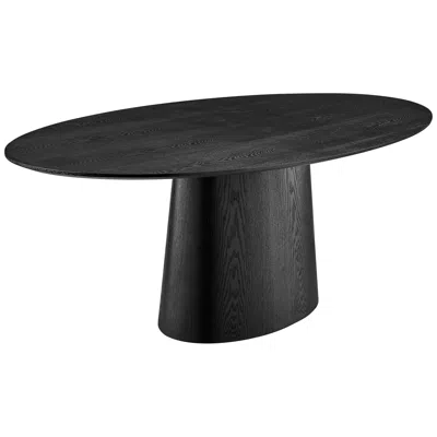 Euro Style Deodat 78 1/2"w Ash Veneered Matte Black Oval Dining Table