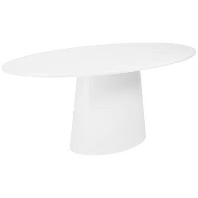 Euro Style Deodat 78 1/2"w Matte White Lacquered Wood Oval Dining Table