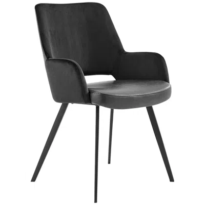 Euro Style Desi 25 1/2" Black Fabric And Faux Leather Armchair
