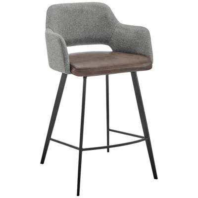 Euro Style Desi 25 1/2" Light Brown Gray Swivel Counter Stool