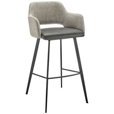 Euro Style Desi 29 1/4" Modern Gray Fabric Swivel Bar Height Stool
