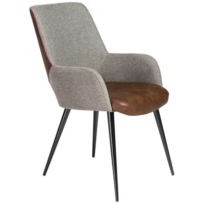 Euro Style Desi Gray Fabric And Light Brown Faux Leather Armchair