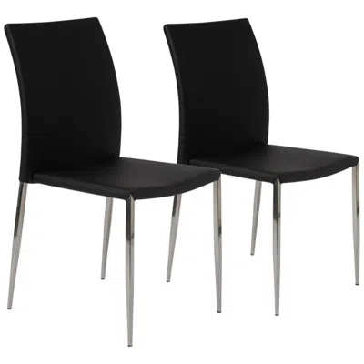 Euro Style Diana Black Faux Leather Dining Chairs Set Of 2