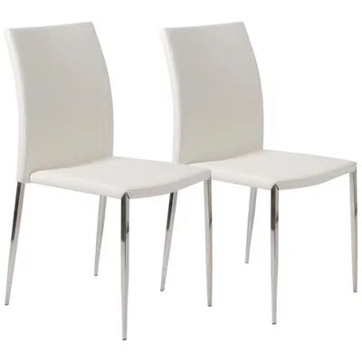 Euro Style Diana White Faux Leather Dining Chairs Set Of 2
