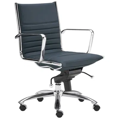 Euro Style Dirk Blue Low Back Adjustable Swivel Office Chair