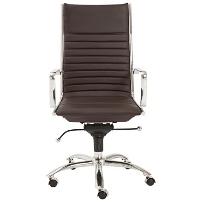 Euro Style Dirk Brown Leatherette High Back Adjustable Office Chair