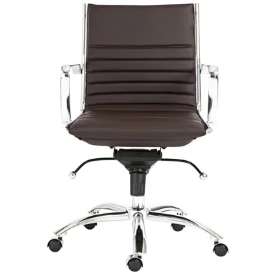 Euro Style Dirk Brown Leatherette Low Back Adjustable Office Chair