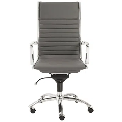 Euro Style Dirk Gray Leatherette High Back Adjustable Modern Office Chair