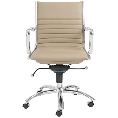 Euro Style Dirk Taupe Leatherette Low Back Adjustable Office Chair