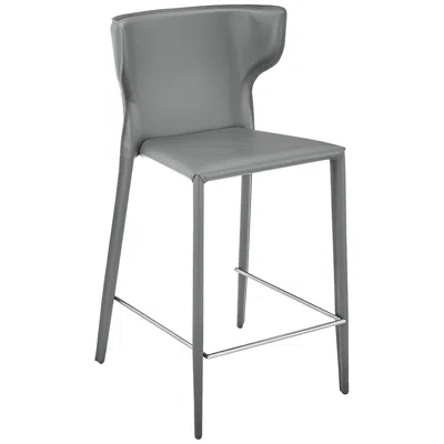 Euro Style Divinia 25 1/2" Gray Leather Counter Stool