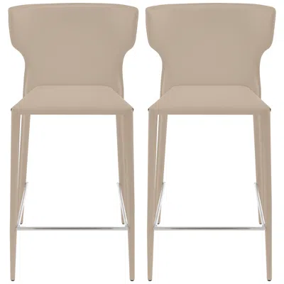 Euro Style Divinia 25 1/2" Light Gray Fabric Counter Stools Set Of 2