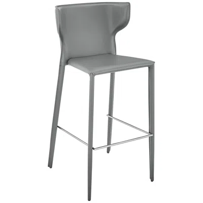 Euro Style Divinia 29 1/2" Gray Leather Bar Stool