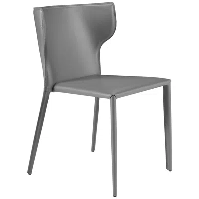 Euro Style Divinia Gray Leather Stacking Side Chair