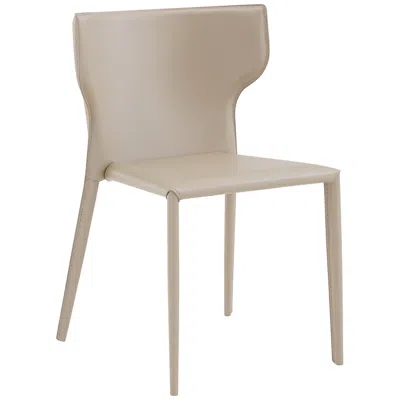Euro Style Divinia Light Gray Leather Stacking Side Chair