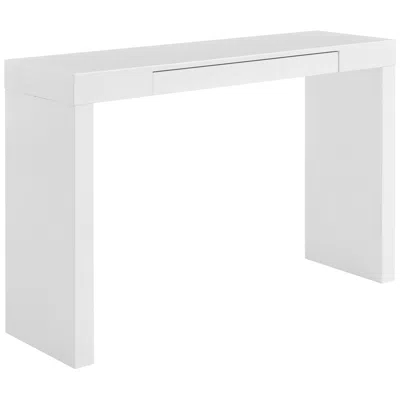 Euro Style Donald 47" Wide Gloss White Console Wood 1-drawer Table/desk
