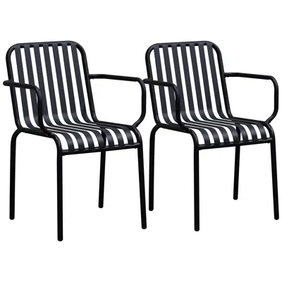 Euro Style Enid Black Metal Outdoor Armchairs Set Of 2