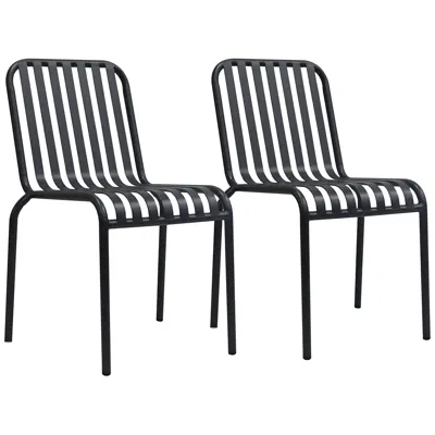 Euro Style Enid Black Metal Outdoor Side Chairs Set Of 2