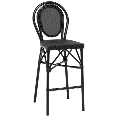 Euro Style Erlend 30" Black Outdoor Bar Stools Set Of 2