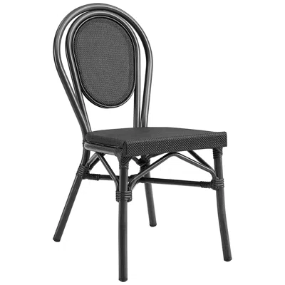 Euro Style Erlend Black Outdoor Stacking Side Chairs Set Of 2