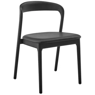 Euro Style Estelle Black Wood Side Chair With Leatherette Seat