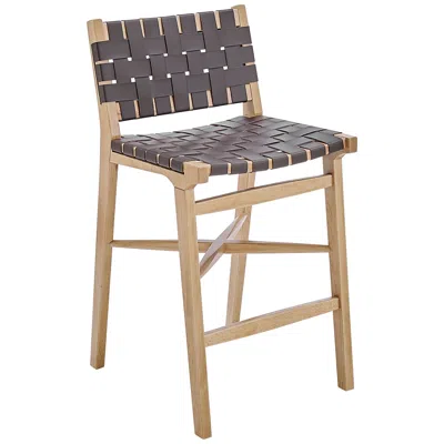 Euro Style Evangeline  26 1/2" Brown Faux Leather Counter Stool