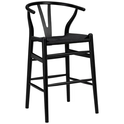 Euro Style Evelina 26" Black Wood Counter Stool