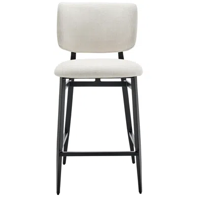 Euro Style Felipe 26 1/2" Black With Beige Fabric Counter Height Stool