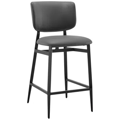 Euro Style Felipe 26 1/2" Gray Faux Leather Modern Counter Stool