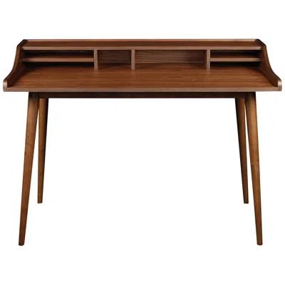 Euro Style Flavio 47"w American Walnut Veneer Wood Rectangular Desk