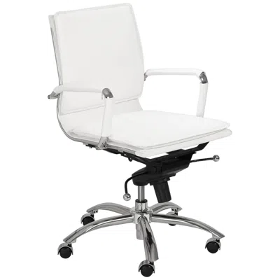 Euro Style Gunar Pro White Low Back Adjustable Swivel Office Chair
