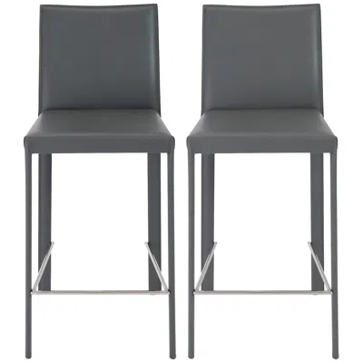 Euro Style Hasina Gray Bonded Leather Counter Stool Set Of 2