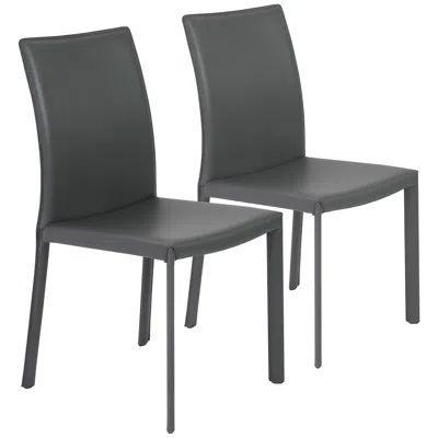 Euro Style Hasina Gray Bonded Leather Side Chair Set Of 2