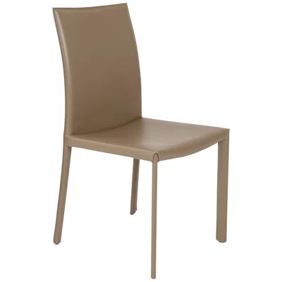 Euro Style Hasina Taupe Leather Side Chair
