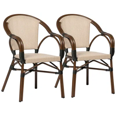Euro Style Ivan Tan White Indoor/outdoor Stacking Armchairs Set Of 2