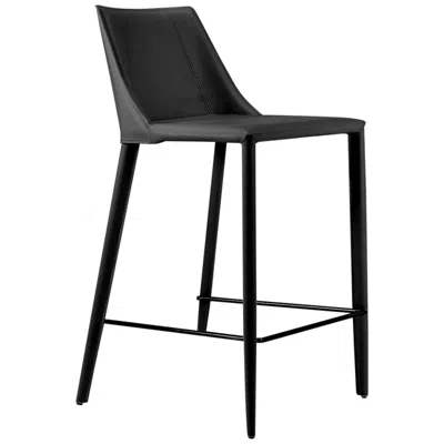 Euro Style Kalle 26" Black Leather Counter Stool