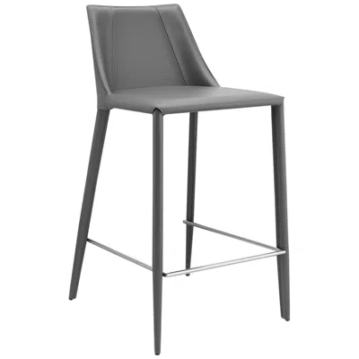 Euro Style Kalle 26" Wide Gray Leather Counter Height Stool