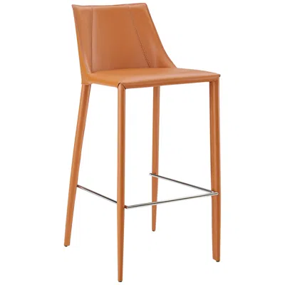 Euro Style Kalle 30" Cognac Leather Bar Stool