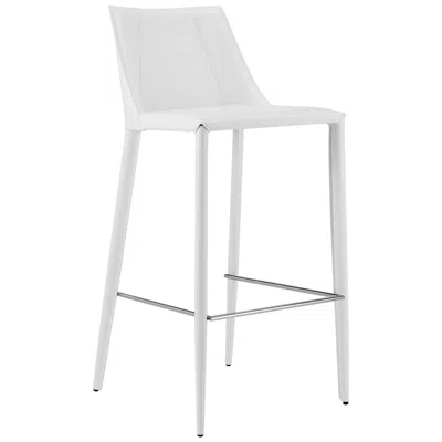 Euro Style Kalle 30" White Leather Bar Stool