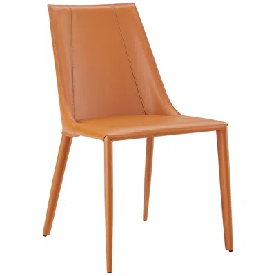 Euro Style Kalle Cognac Leather Armless Side Chair