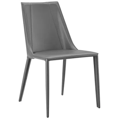 Euro Style Kalle Gray Leather Armless Side Chair
