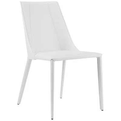 Euro Style Kalle White Leather Armless Modern Side Chair