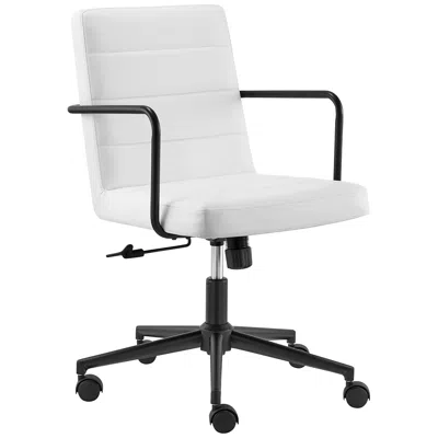 Euro Style Leander White Adjustable Swivel Office Chair