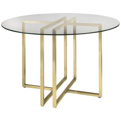 Euro Style Legend 42" Wide Brushed Gold Round Dining Table