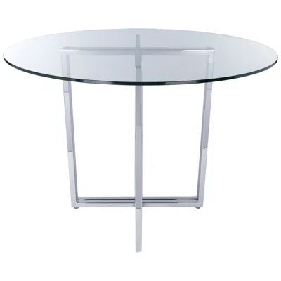 Euro Style Legend 42" Wide Chrome Steel Round Dining Table In Transparent